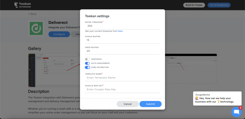 Integrate your Deliverect Account with Tookan